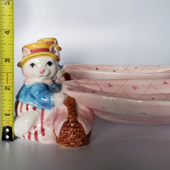 (2) 1992 Fitz and Floyd Ceramic Rabbits / Bunny Pink Oval Dishes - Picture 11 of 16